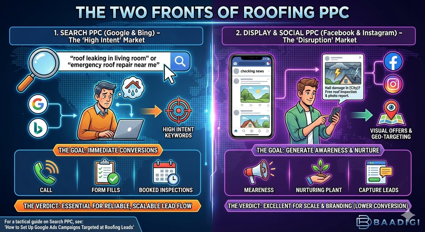 How to Use Pay-Per-Click (PPC) Advertising to Get Roofing Leads (The Strategic Overview) — illustration