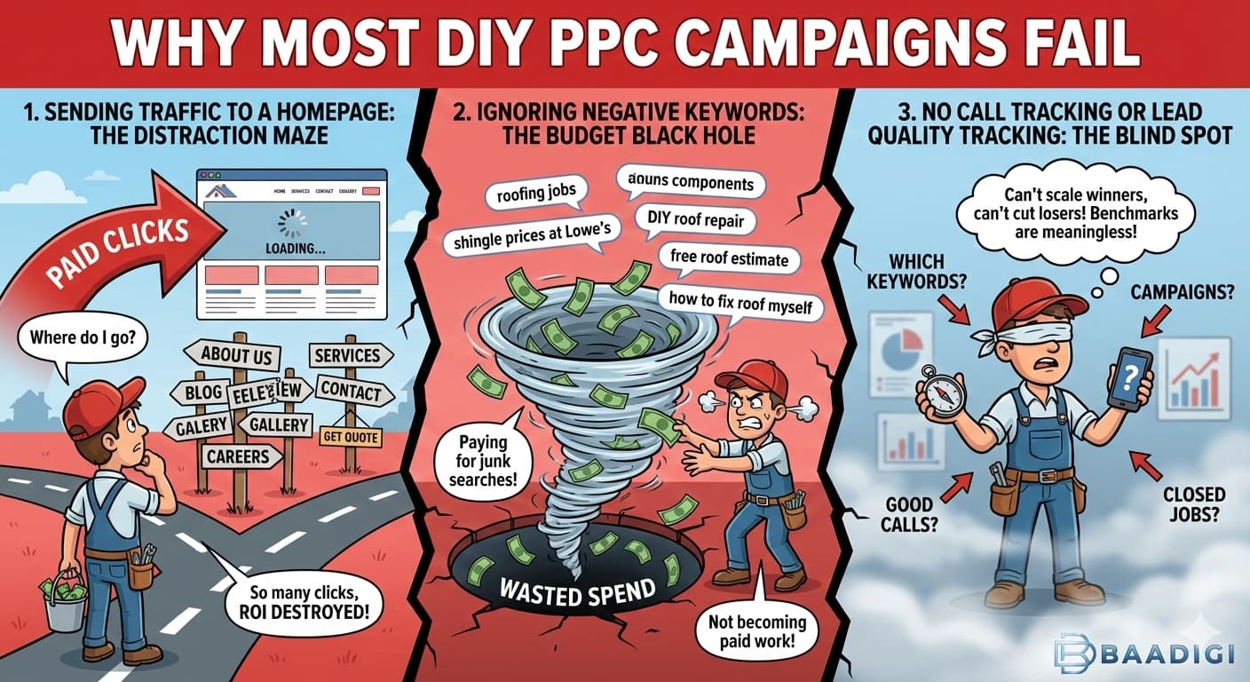 How to Use Pay-Per-Click (PPC) Advertising to Get Roofing Leads (The Strategic Overview) — illustration