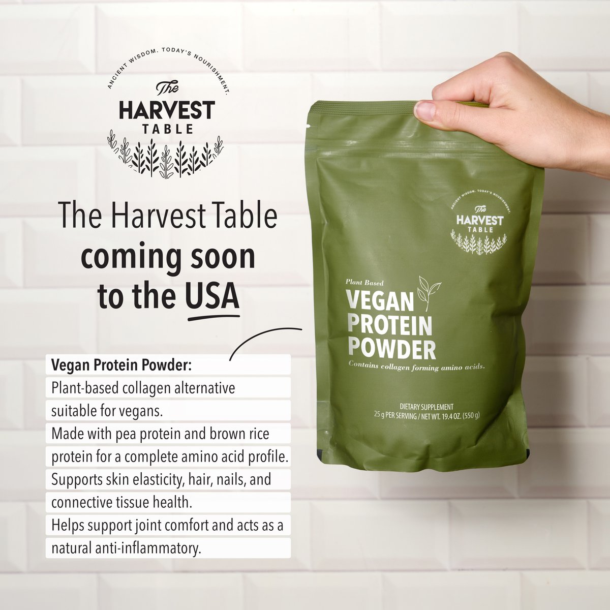 The Harvest Table: Vegan Protein Powder 550 g (19.4 oz) Pouch