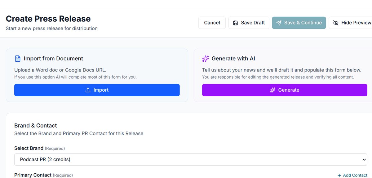 Easiest way to schedule a press release for distribution.
