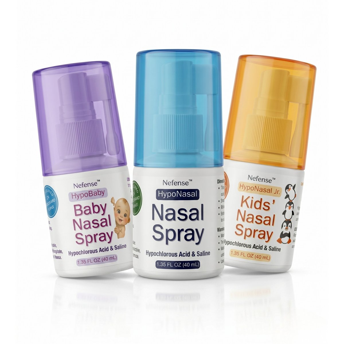 New Hyponasal, Hyponasal Jr., and Hypobaby sinus solutions by Nefense®