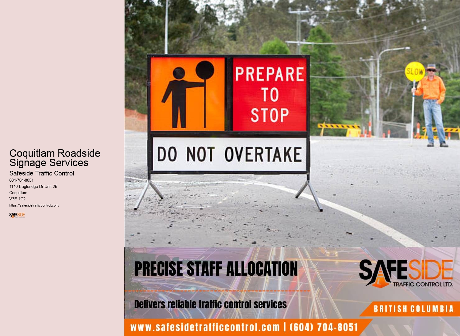 Coquitlam Roadside Signage Services Work Zone Traffic Control