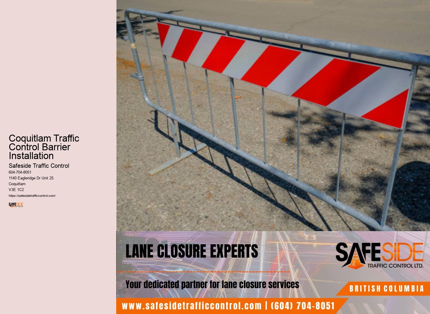 Specialized Traffic Control Training Workshops Coquitlam Traffic Control Barrier Installation