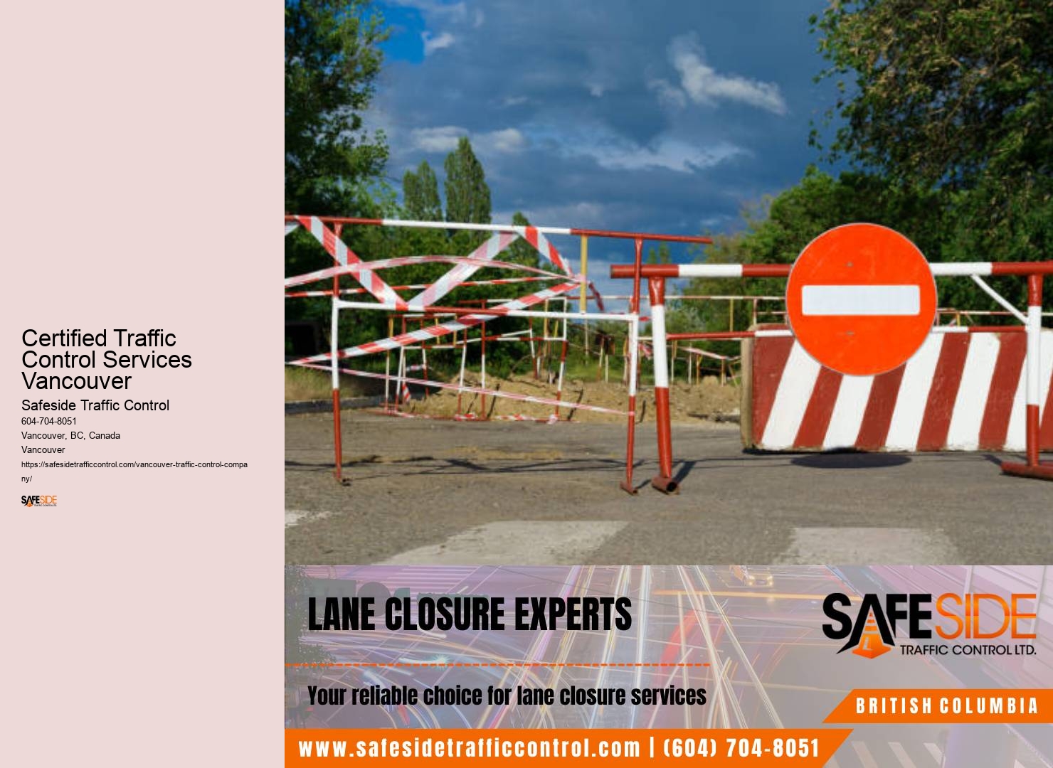 Construction zone safety solutions Certified Traffic Control Services Vancouver