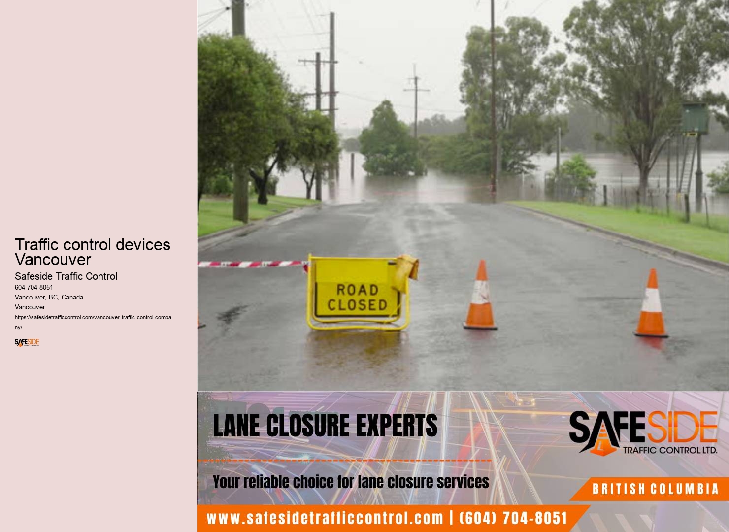 Roadwork traffic control equipment leasing Traffic control devices Vancouver