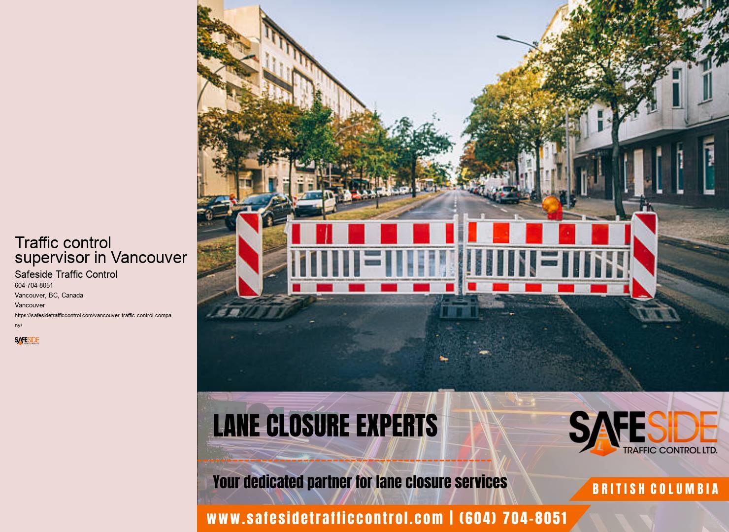 Traffic control supervisor in Vancouver certified traffic control specialists
