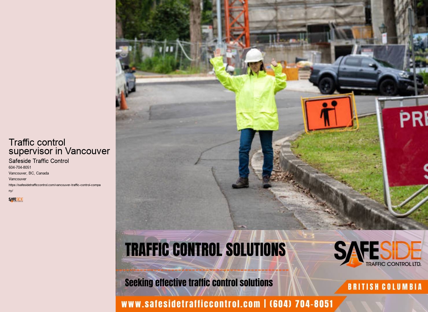 Traffic control supervisor in Vancouver roadwork traffic management consulting