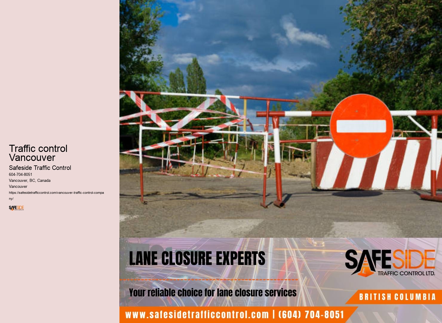 Traffic control flagging equipment servicing Traffic control Vancouver