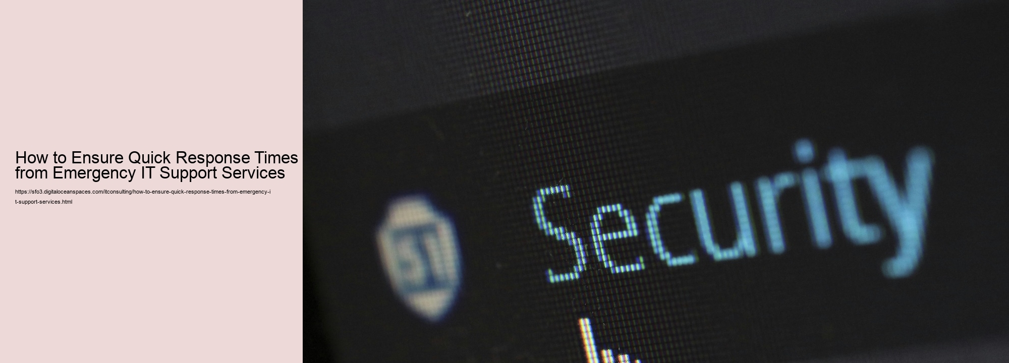 How to Ensure Quick Response Times from Emergency IT Support Services