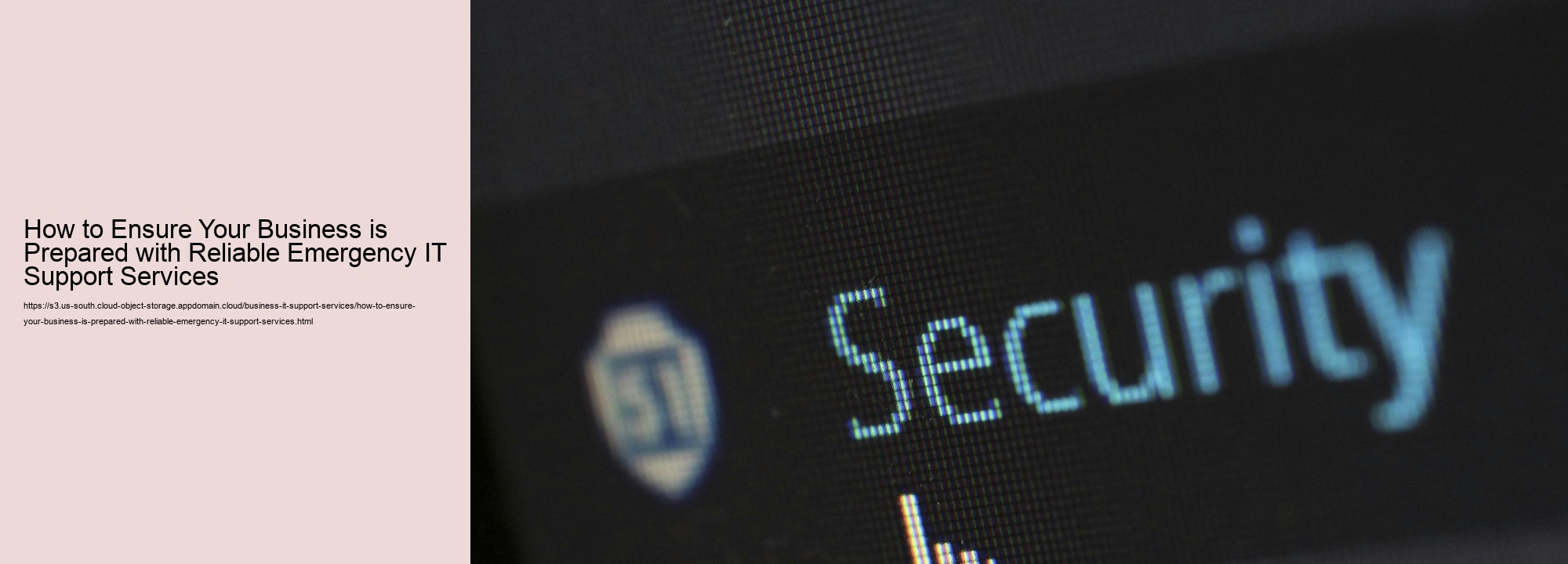 How to Ensure Your Business is Prepared with Reliable Emergency IT Support Services