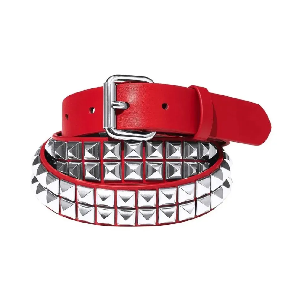Cinto Supreme Studded Leather Red SS26-W15 - Droper