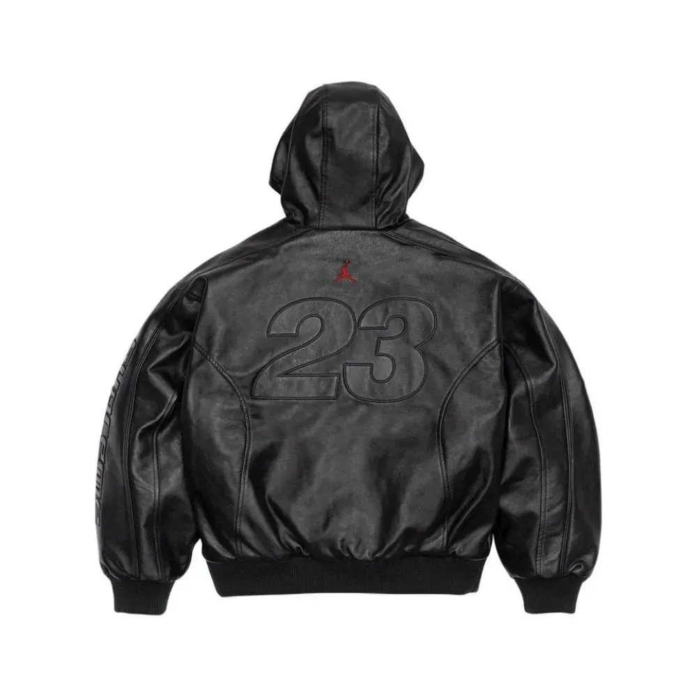 Air Jordan x Supreme Jaqueta Hooded Leather Black SS26-W15 - Droper