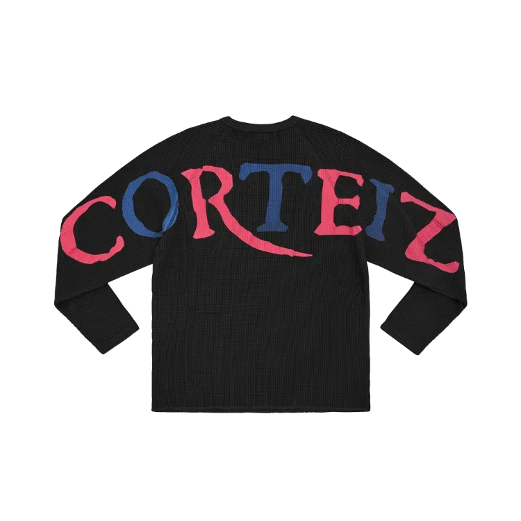 Camiseta Corteiz Long Sleeve Herald Waffle Thermal Black