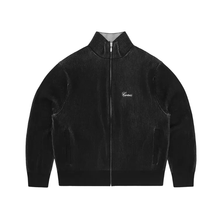 Suéter Corteiz 2 Tone Ribbed Knit Zip Up Black - Droper
