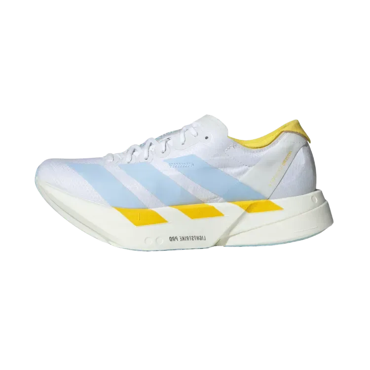 adidas Adizero Adios Pro 4 Cloud White Glow Blue Yellow Feminino