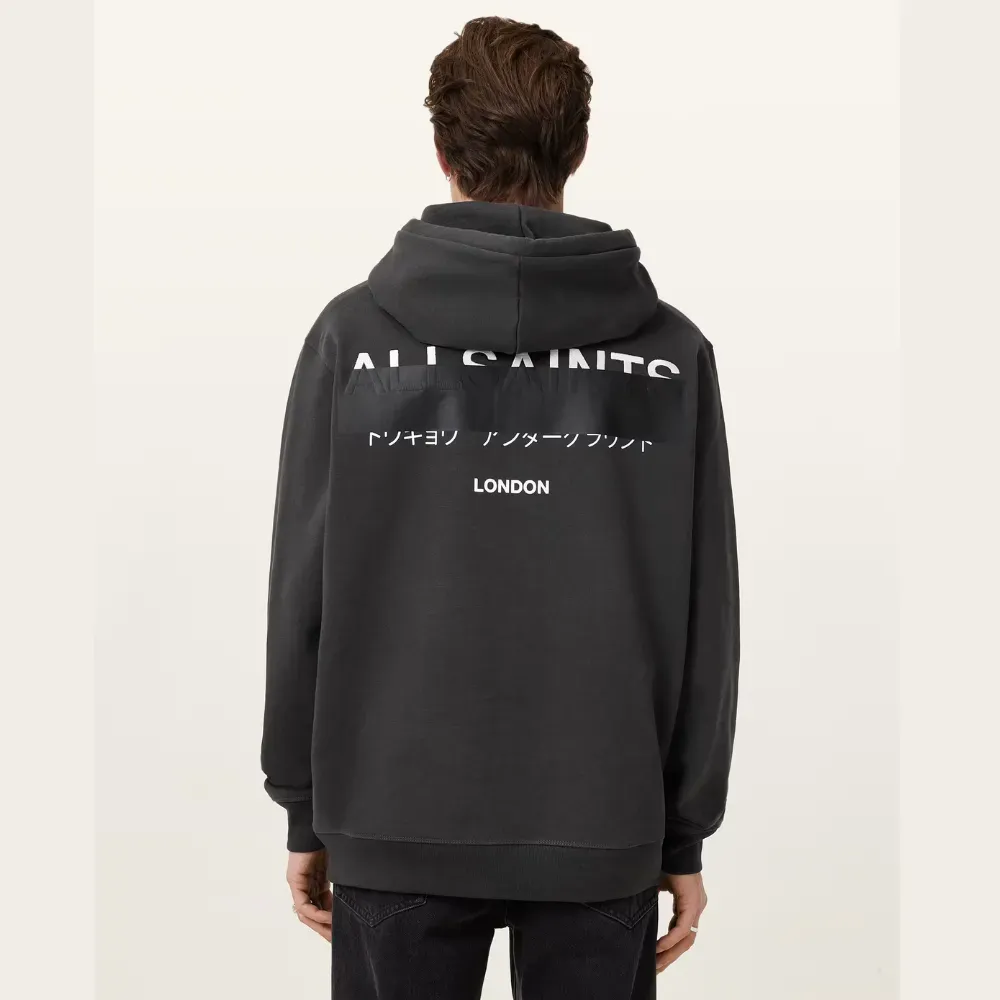 Moletom AllSaints Redact Pullover Embroidered Logo Washed Black foto 2