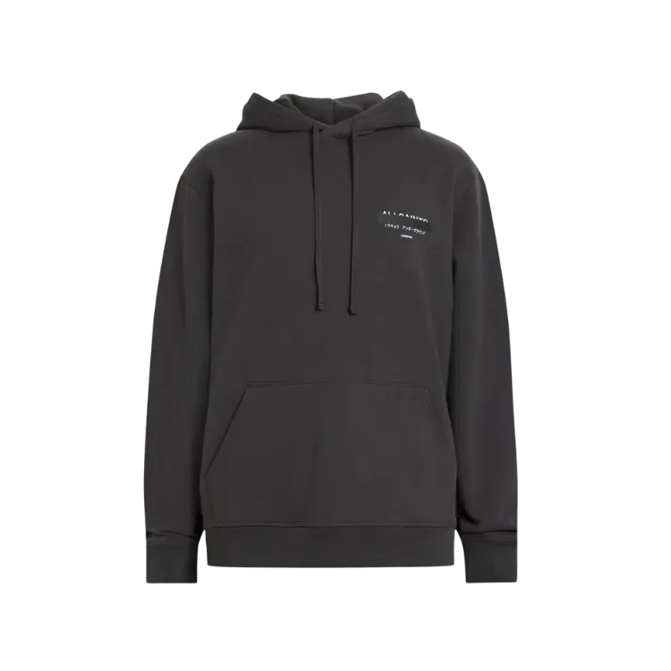 Moletom AllSaints Redact Pullover Embroidered Logo Washed Black