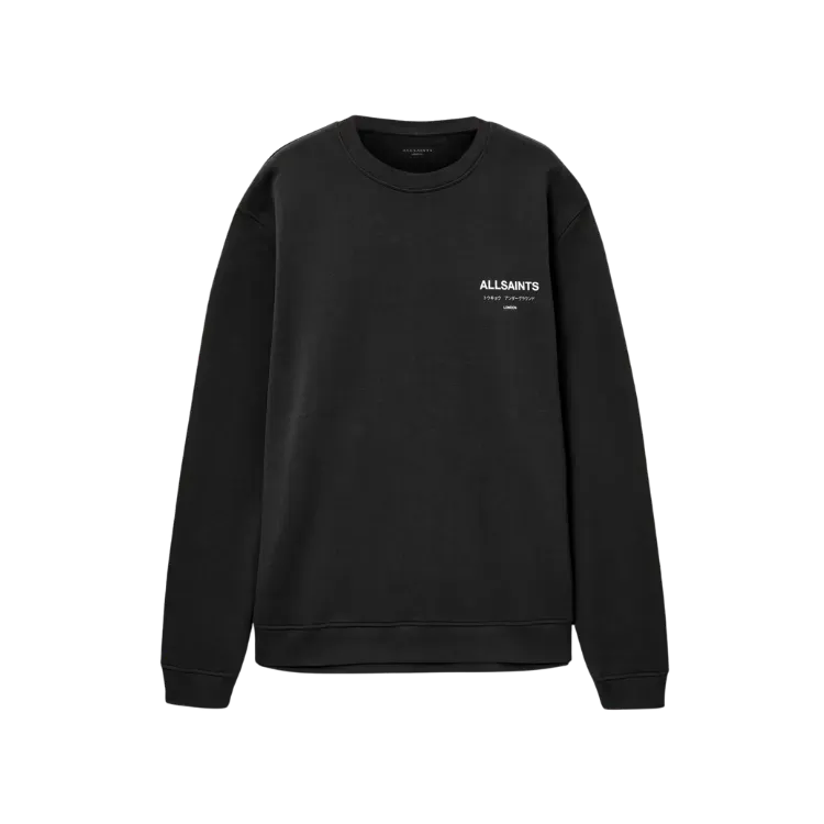 Moletom AllSaints Crewneck Underground Relaxed Fit Jet Black