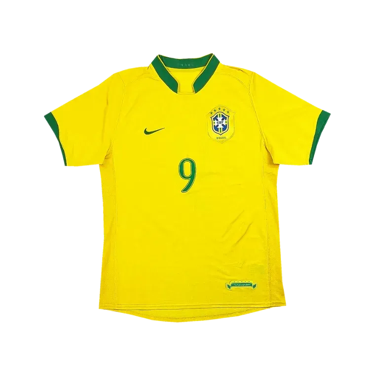 Camiseta Nike Brasil 2006 #9 Ronaldo FIFA World Cup Germany Yellow