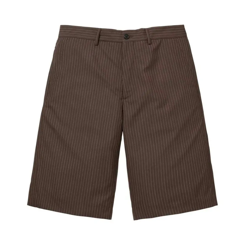 Shorts Supreme Pinstripe Wool Trouser Brown SS26-W16 - Droper