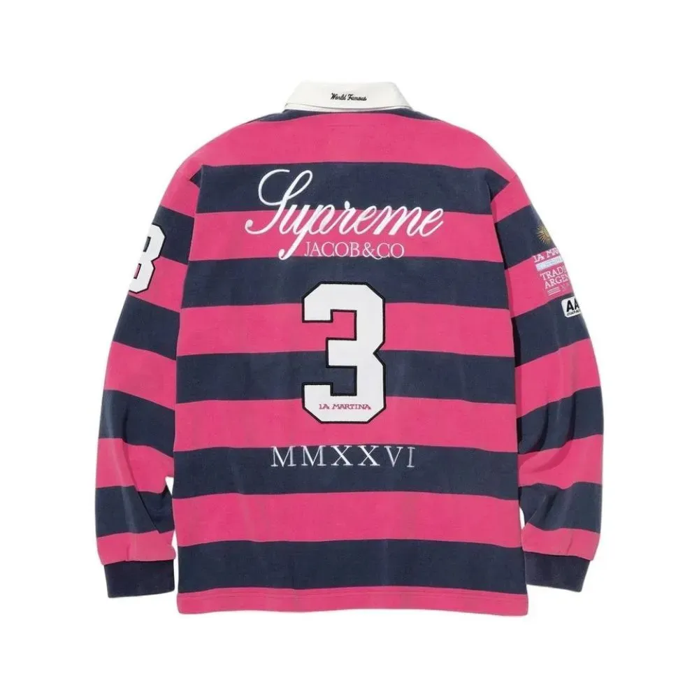 La Martina x Supreme Camisa Polo Rugby Long Sleeve Pink SS26-W16 foto 1