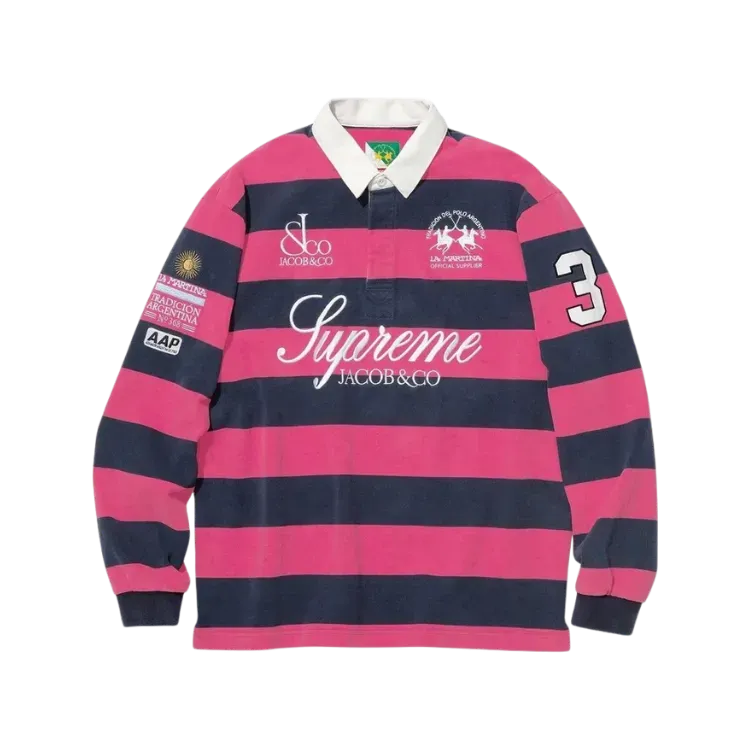 La Martina x Supreme Camisa Polo Rugby Long Sleeve Pink SS26-W16