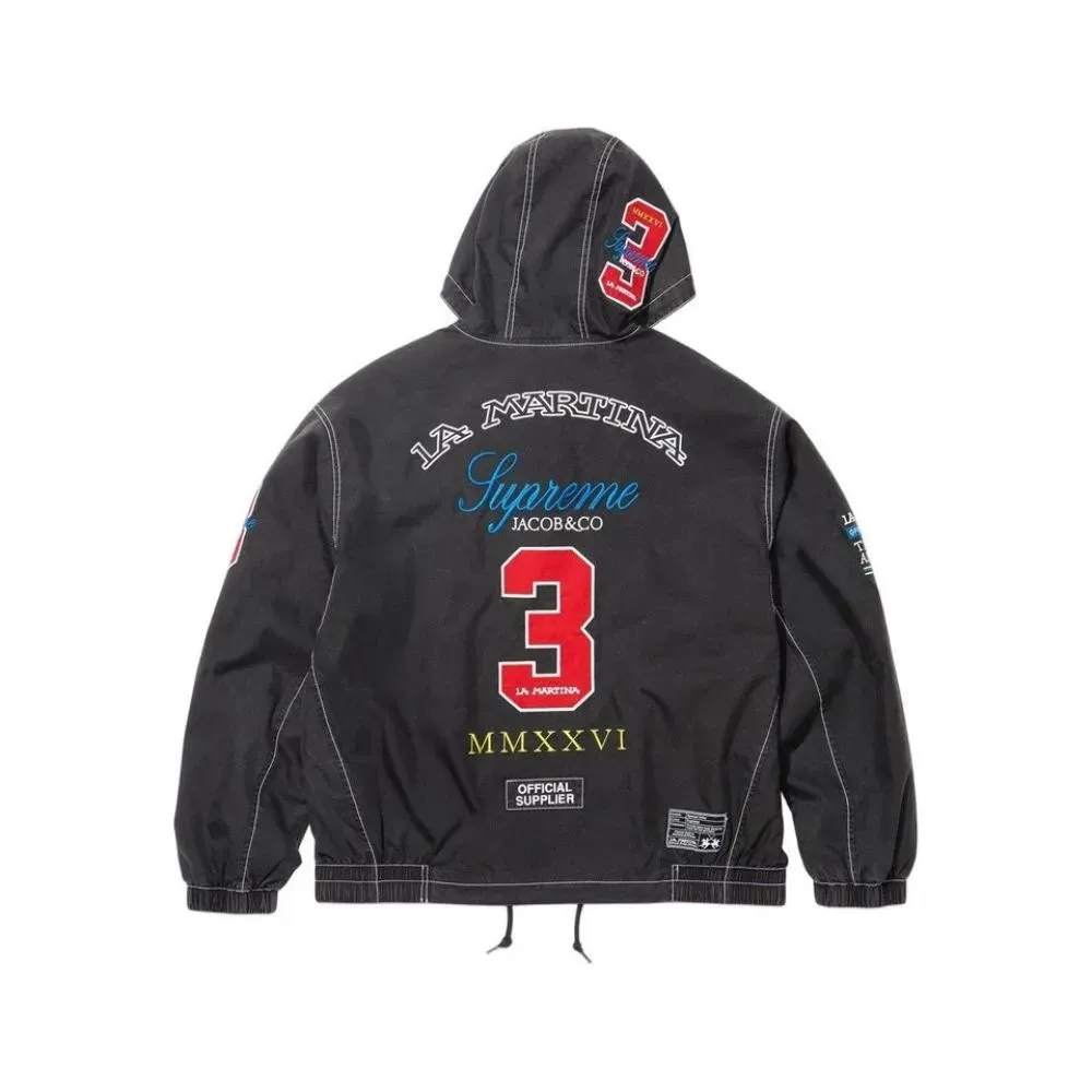 La Martina x Supreme Jaqueta Lightweight Hooded Black SS26-W16 foto 1