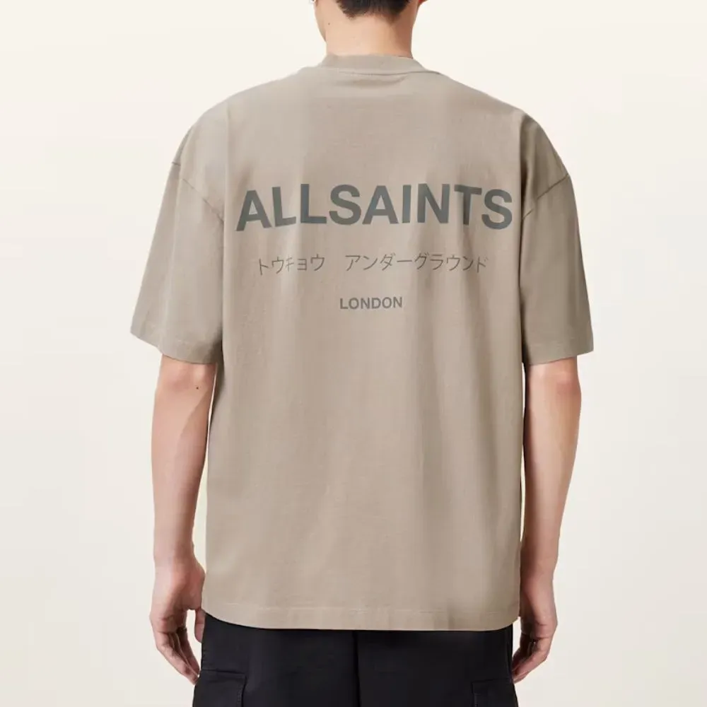 Camiseta AllSaints Underground Oversized Crew Neck Stone Taupe