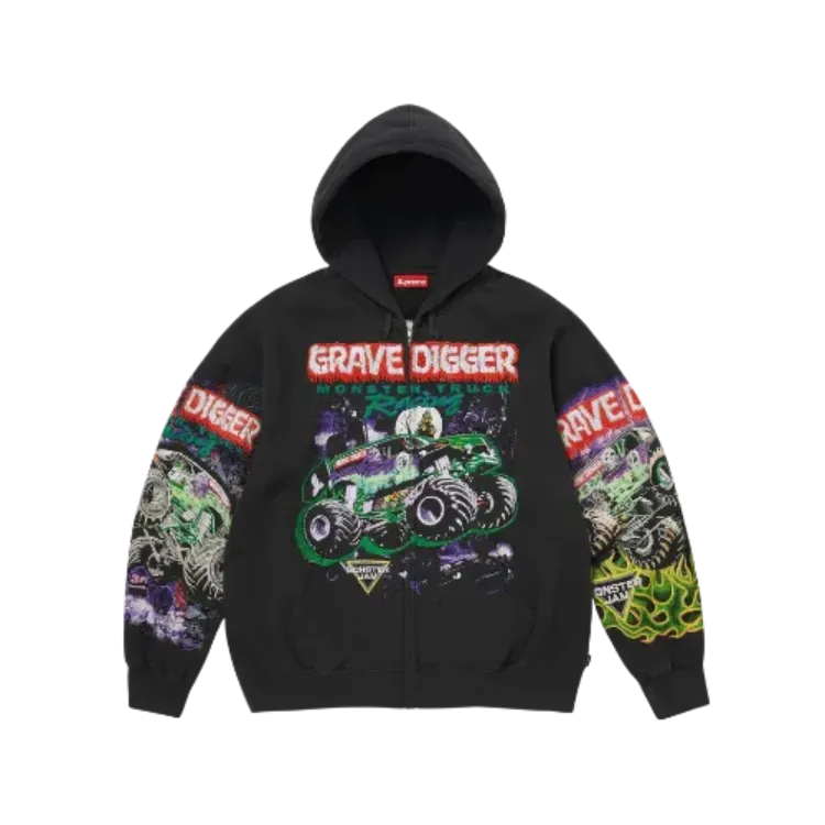 Moletom Supreme Grave Digger Zip Up Hooded Black SS26-W16