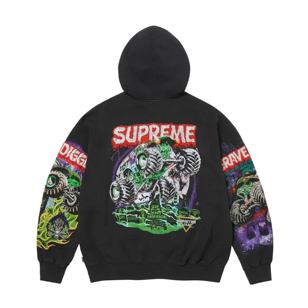 Moletom Supreme Grave Digger Zip Up Hooded Black SS26-W16 foto 1