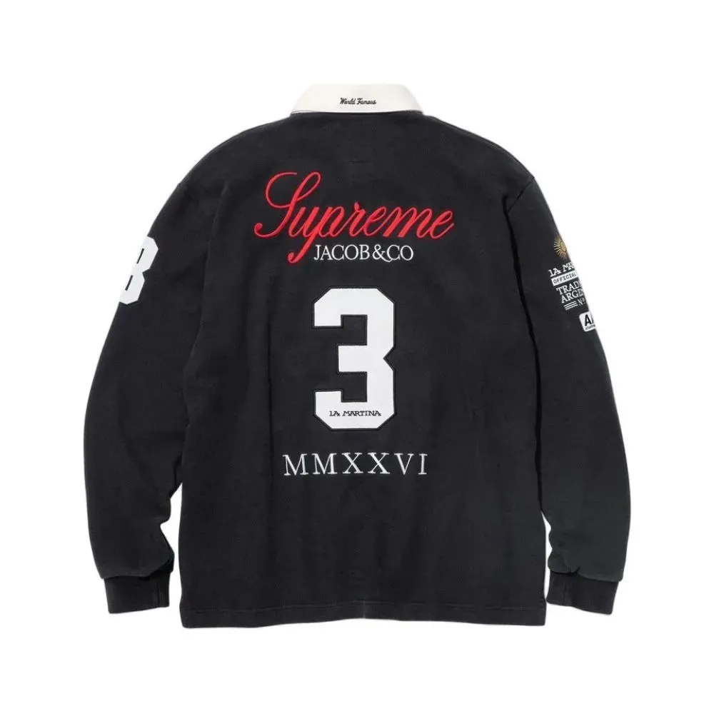 La Martina x Supreme Camisa Polo Rugby Long Sleeve Black SS26-W16 foto 1