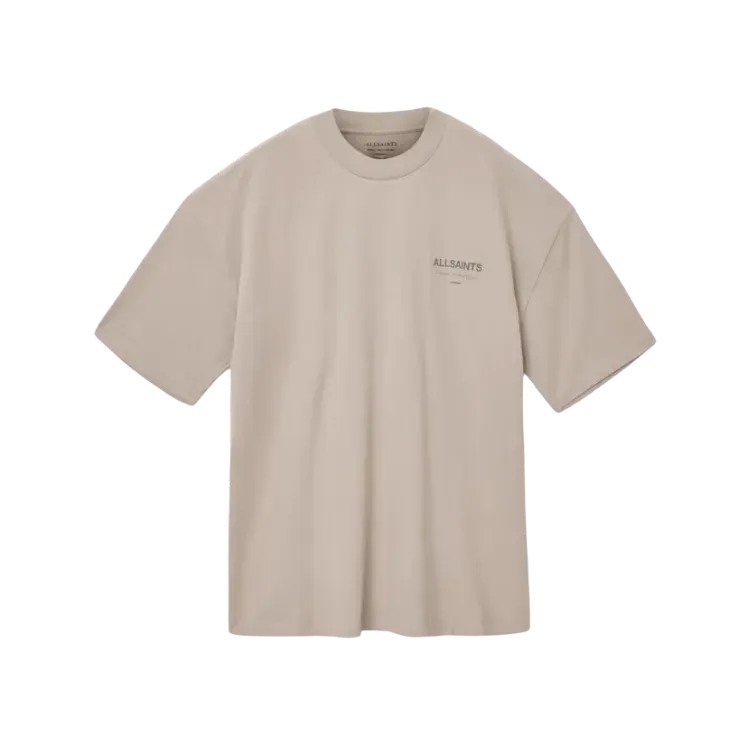 Camiseta AllSaints Underground Oversized Crew Neck Stone Taupe