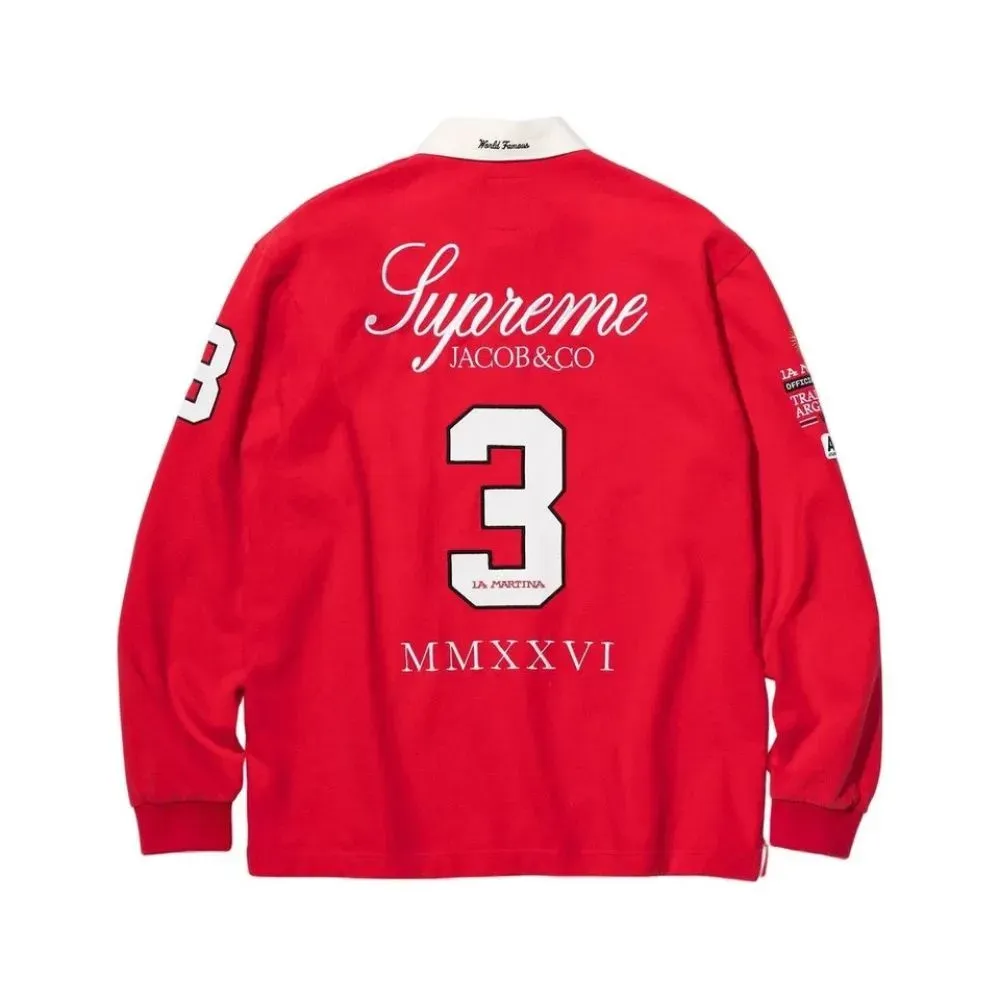 La Martina x Supreme Camisa Polo Rugby Long Sleeve Red SS26-W16 foto 1