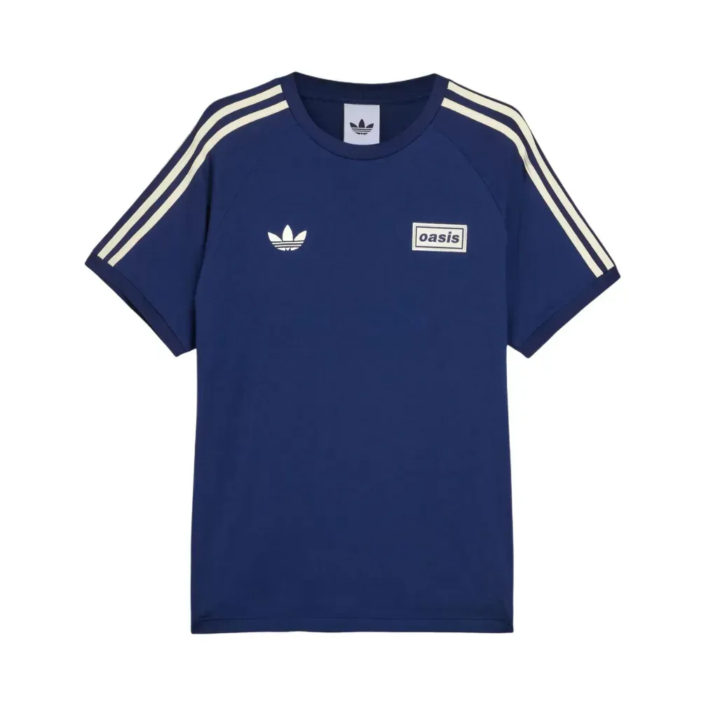 Oasis x adidas Camiseta Tour Three Stripe Night Indigo Cream White