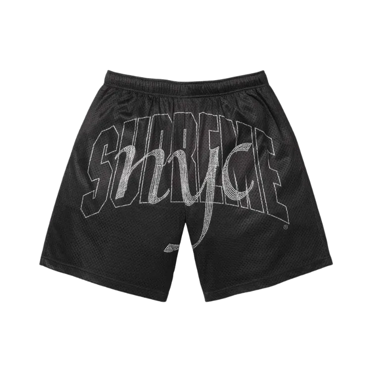 Short Supreme Rhinestone Mesh Black SS26-W16 - Droper