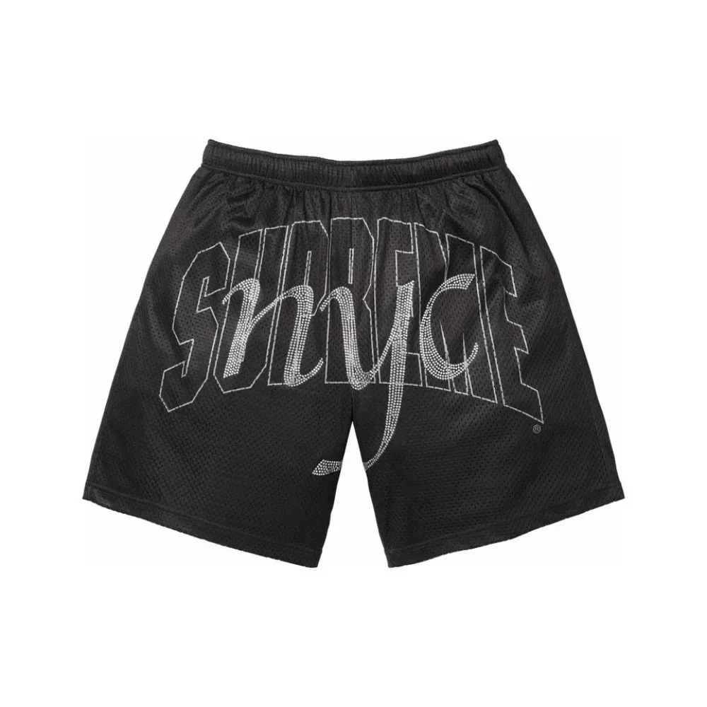 Short Supreme Rhinestone Mesh Black SS26-W16 - Droper