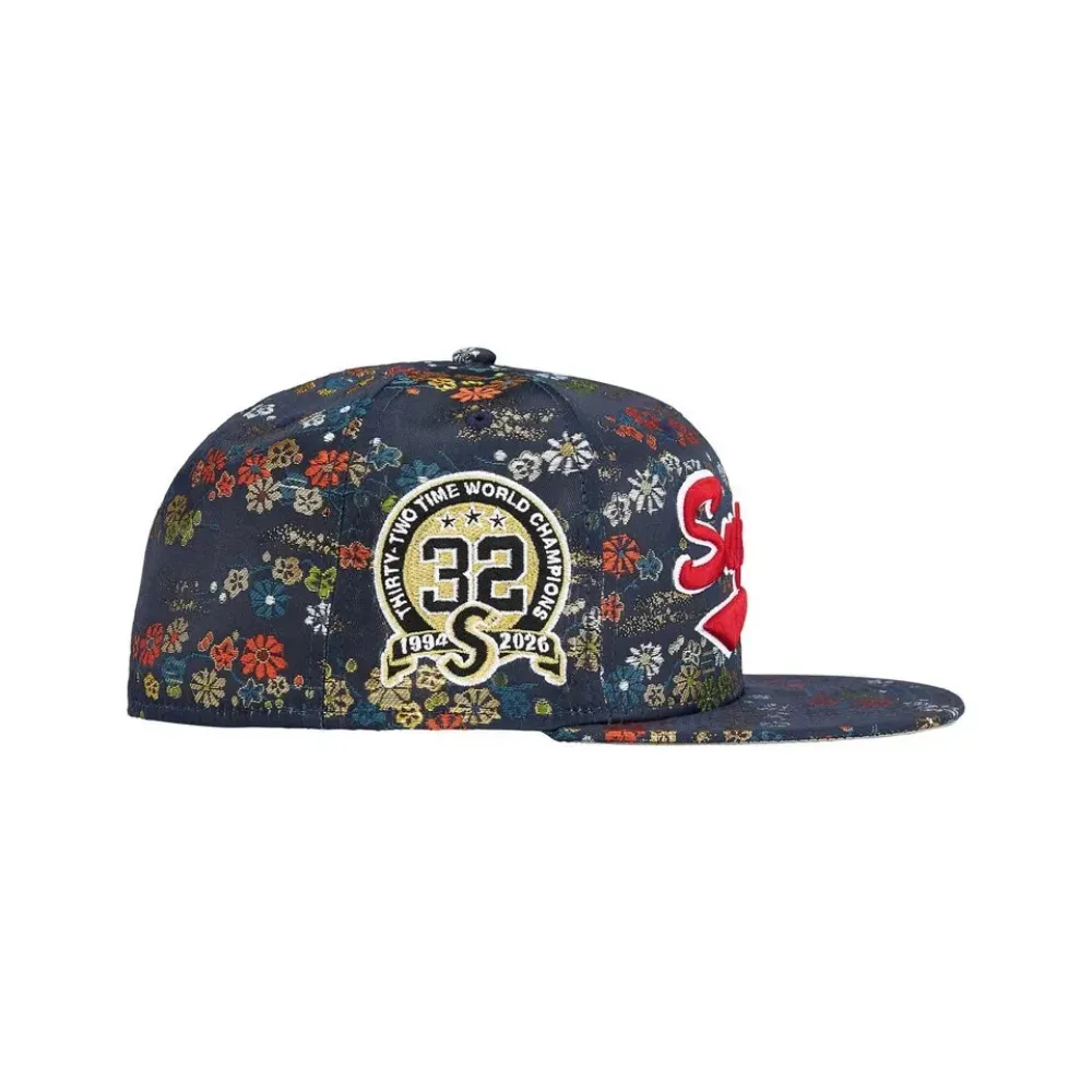 New Era x Supreme Boné Floral Jacquard Navy SS26-W16 - Droper