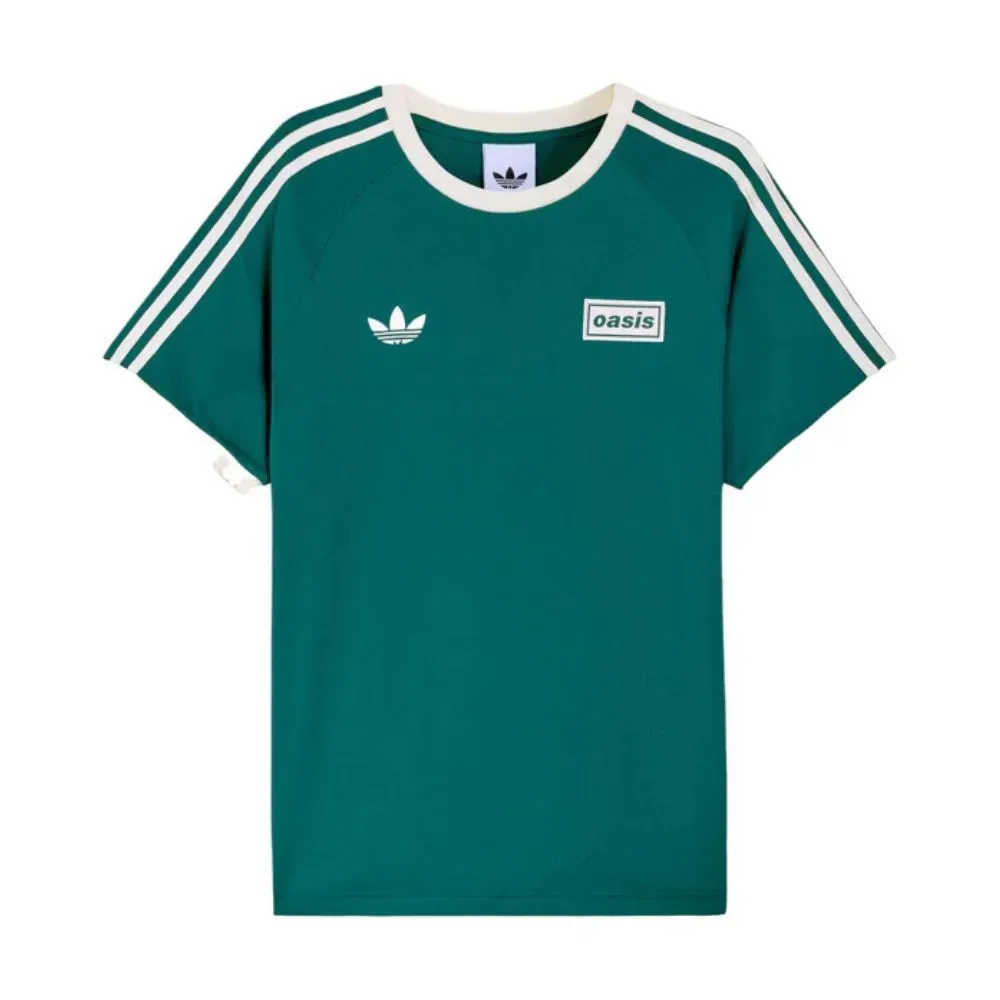 未使用 POST O'ALLS No.1 Shirt stripe green Oasis x adidas Camiseta Three Stripe Collegiate Green Cream White