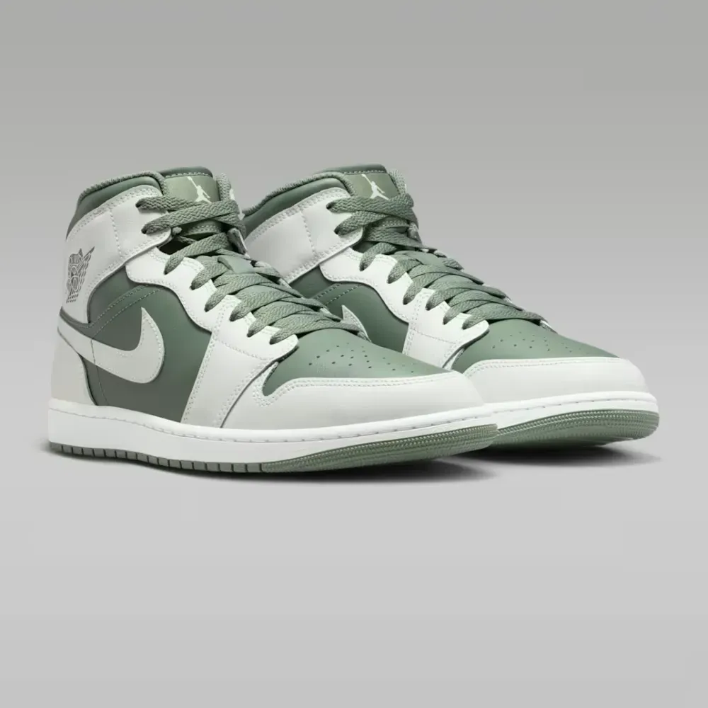 Air Jordan 1 Mid Summit White Vintage Lichen - Droper