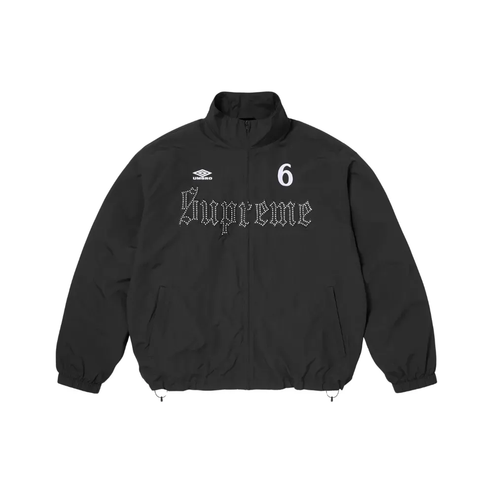 確実正規品 SUPREME UMBRO ナイロンジャケット 黒 Umbro x Supreme Jaqueta Rhinestone Track Black SS26-W17 - Droper