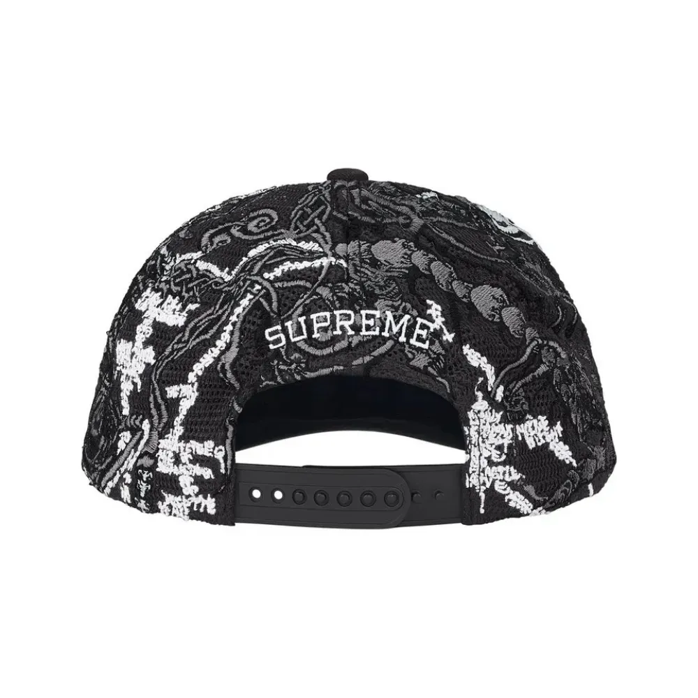 Boné Supreme Wombat Embroidered Mesh Back 6-Panel Black SS26-W17