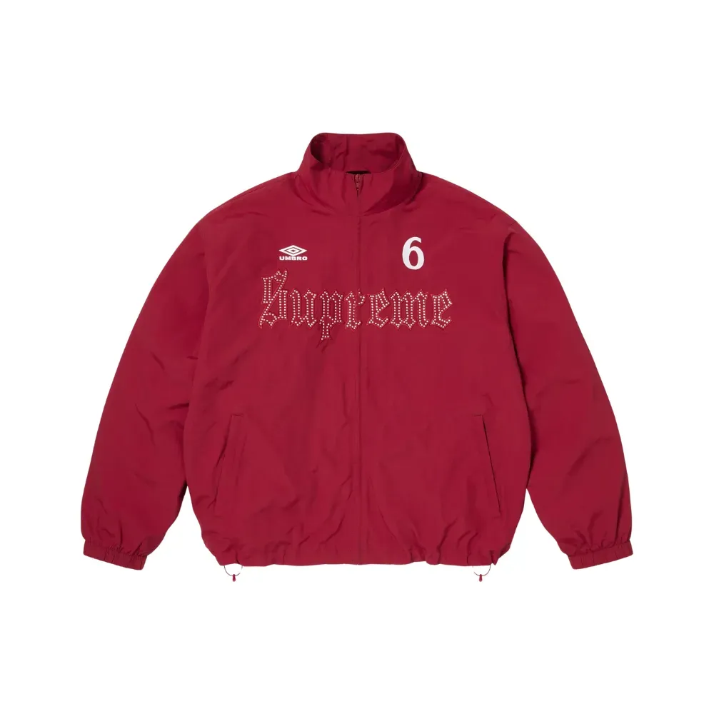 Supreme UMBRO ナイロンジャケット レッド Lサイズ Umbro x Supreme Jaqueta Rhinestone Track Red SS26-W17 - Droper