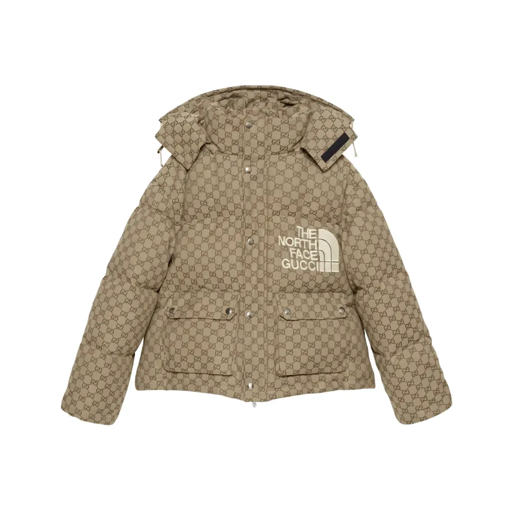 ジャケット・アウター Gucci X The North Face Cotton Zip Jacket Gucci x The North Face Jaqueta Print Beige Ebony - Droper