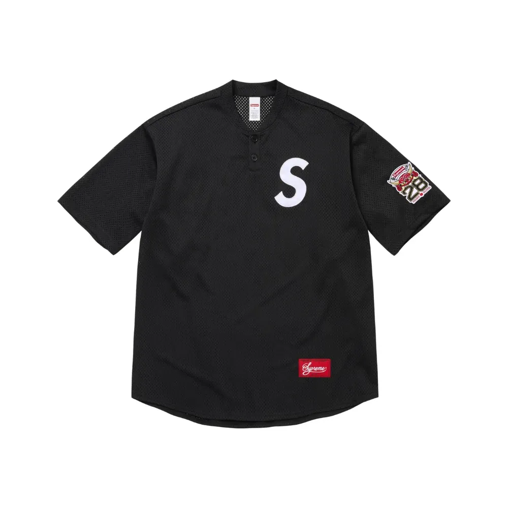 Camiseta Supreme S Logo Baseball Henley Black Tokyo SS26-W17 - Droper