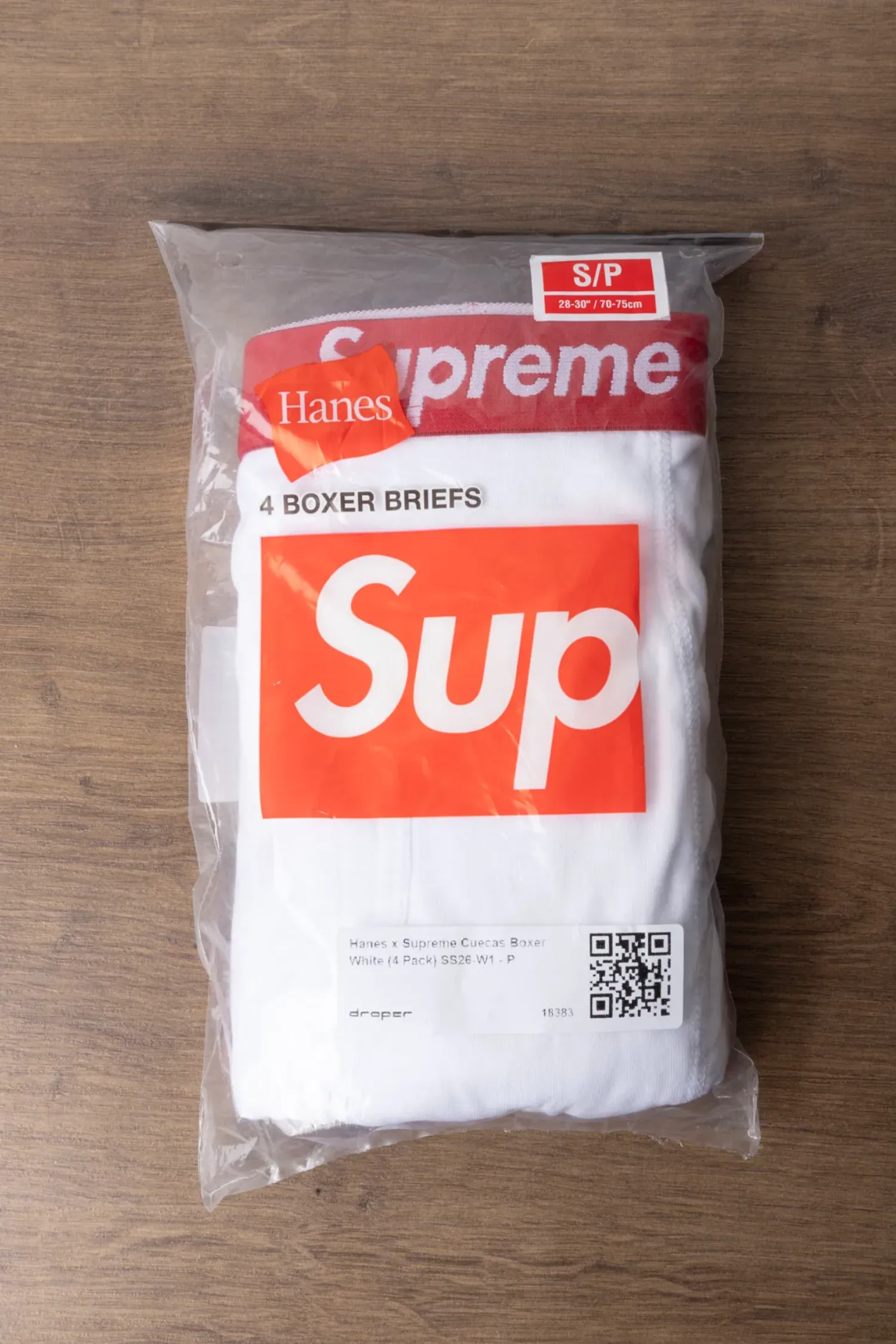 Hanes x Supreme Cuecas Boxer White (4 Pack) SS26-W1 — P / M, Novo