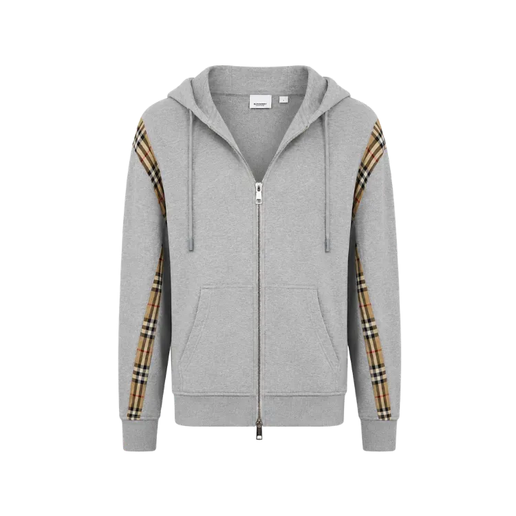 Moletom Burberry Vintage Zip Up Check Panel Grey