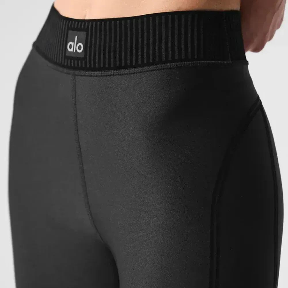 Calça Legging Alo Yoga AirLift High-Waist 7/8 Line Up Black - Droper
