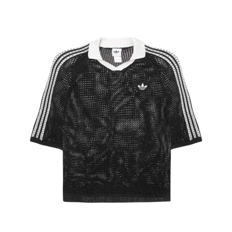 Camiseta adidas Polo Crochet Black Feminina