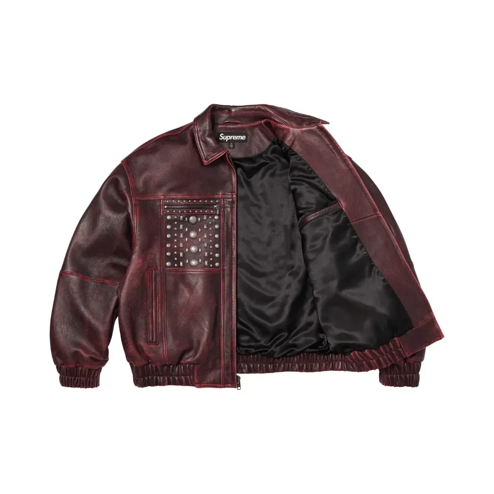 Jaqueta Supreme Multi Studded Leather Red SS26-W18 - Droper