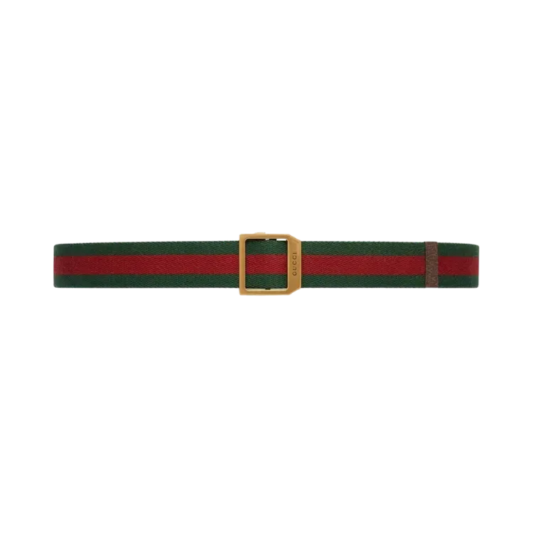 Cinto Gucci Striped Webbing Red Green
